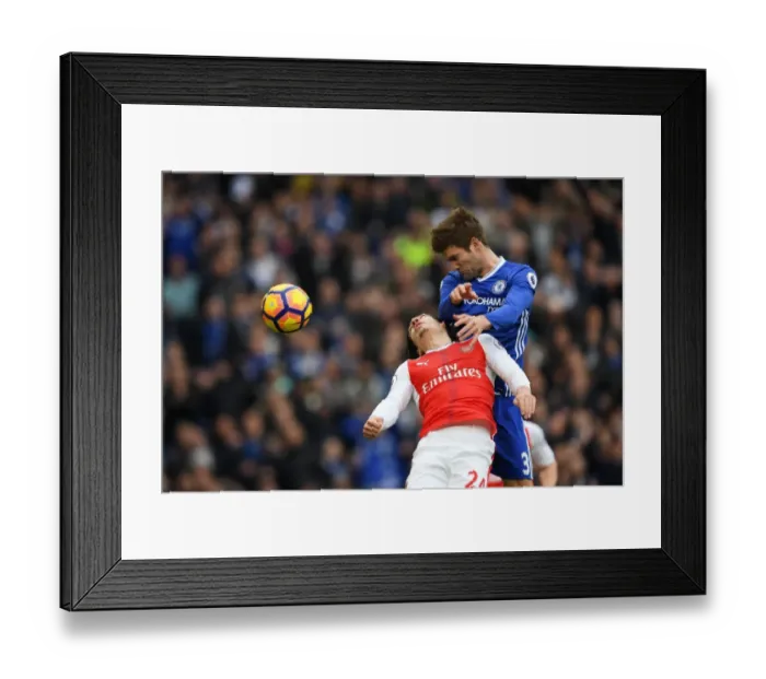 Framed Print : Marcos Alonso Scores the Opener: Chelsea vs. Arsenal, Premier League, Stamford Bridge, London, 2017 Framed Print : Marcos Alonso Scores the Opener: Chelsea vs. Arsenal, Premier League, Stamford Bridge, London, 2017