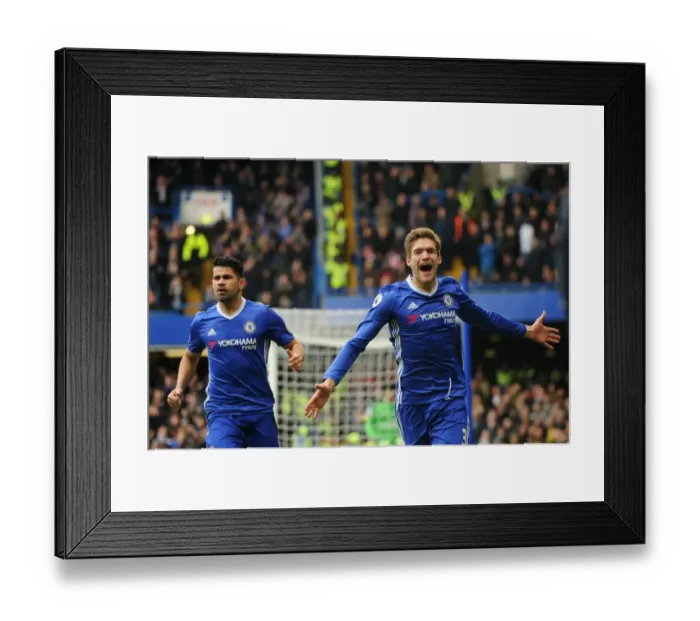 Framed Print : Marcos Alonso Scores the Thrilling Opener: Chelsea vs. Arsenal Rivalry in Premier League Framed Print : Marcos Alonso Scores the Thrilling Opener: Chelsea vs. Arsenal Rivalry in Premier League