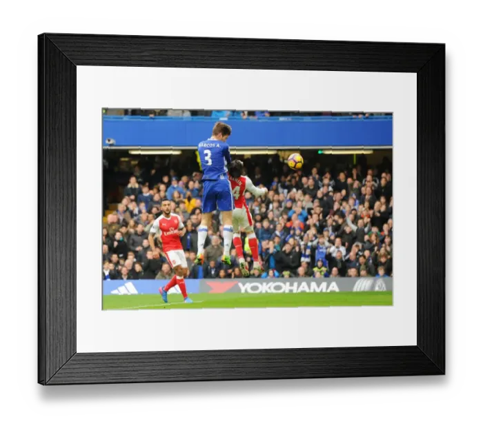 Framed Print : Marcos Alonso Scores Opening Goal: Chelsea vs Arsenal, Premier League, Stamford Bridge