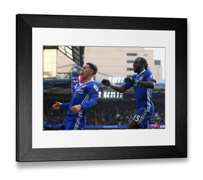 Framed Print : Hazard's Brilliant Brace: Chelsea Secure Hard-Fought 2-1 Victory Over Arsenal