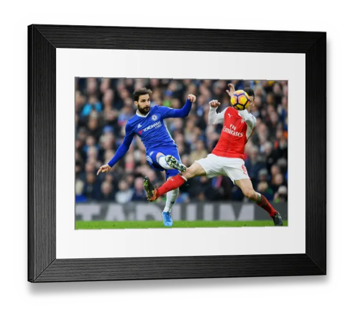 Framed Print : Cesc Fabregas Scores Stunner: Chelsea Triumphs Over Arsenal in Premier League Showdown, 2017