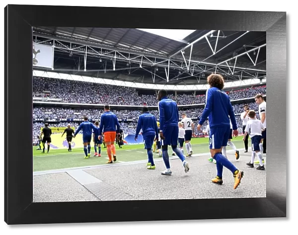 Chelsea Players Walk Out Before Tottenham vs Chelsea Premier League Match at Wembley Stadium