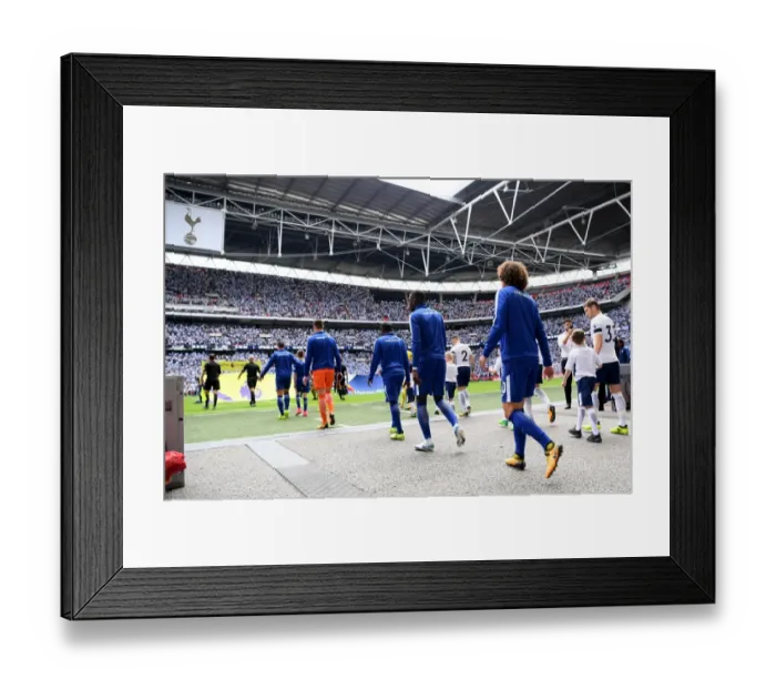 Framed Print : Chelsea Players Walk Out Before Tottenham vs Chelsea Premier League Match at Wembley Stadium