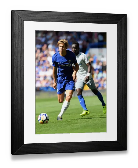 Framed Print : Marcos Alonso: In Action for Chelsea Against Everton at Stamford Bridge (2017)