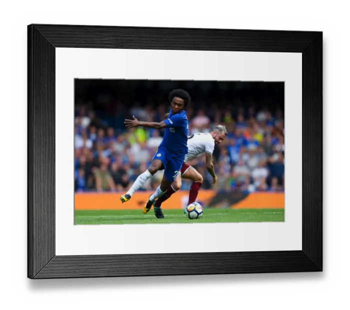 Framed Print : Battle for Possession: Willian vs. Defour, Chelsea vs. Burnley, Premier League, Stamford Bridge