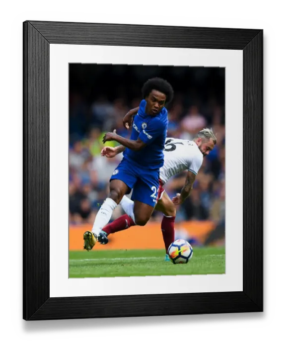 Framed Print : Battle for Possession: Willian vs. Steven Defour - Premier League Showdown at Stamford Bridge Framed Print : Battle for Possession: Willian vs. Steven Defour - Premier League Showdown at Stamford Bridge
