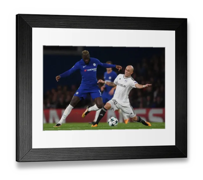 Framed Print : Battle for Possession: Bakayoko vs. Oliveira in Chelsea's UEFA Champions League Clash against Qarabag