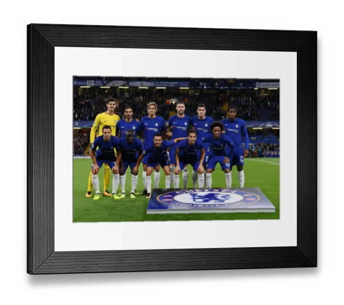 Framed Print : Chelsea FC vs Qarabag FK: Pre-Match Line-Up - UEFA Champions League, Stamford Bridge