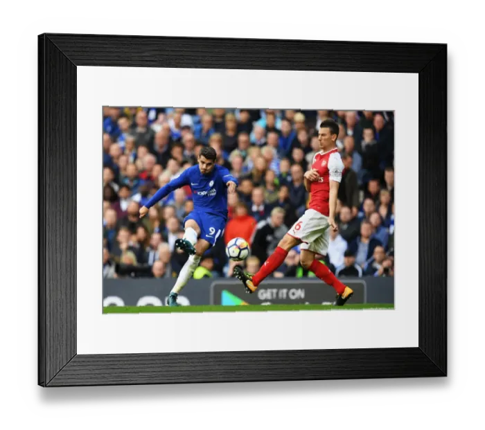 Framed Print : Morata vs. Koscielny: A Premier League Showdown at Stamford Bridge Framed Print : Morata vs. Koscielny: A Premier League Showdown at Stamford Bridge
