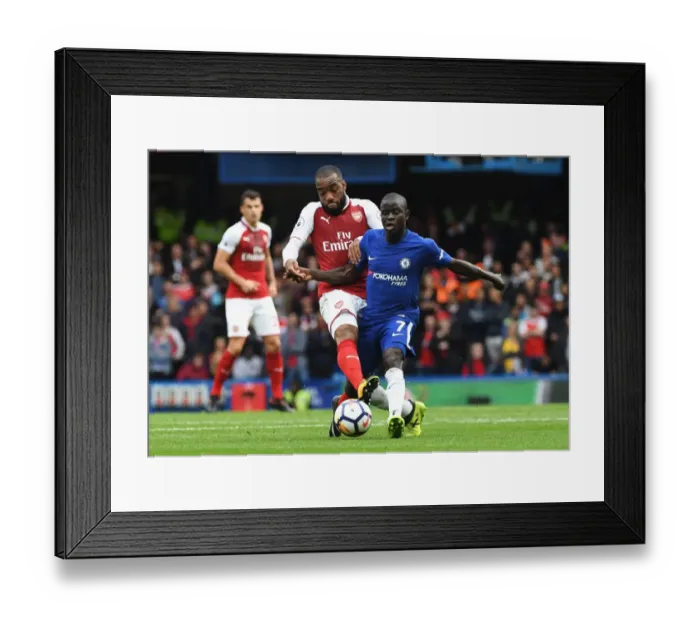 Framed Print : Battle for Possession: Lacazette vs. Kante - Premier League Showdown at Stamford Bridge
