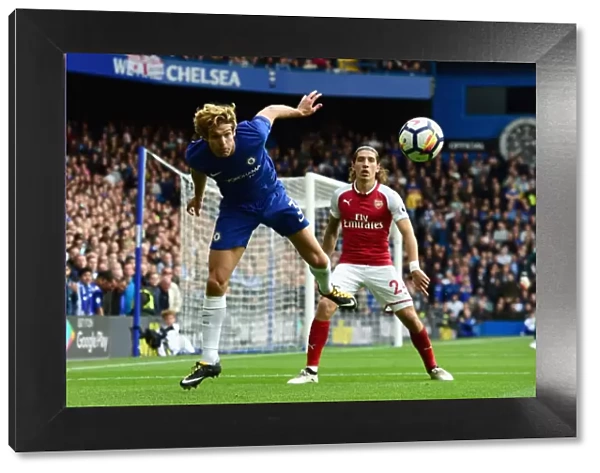 Marcos Alonso Heads the Ball: Chelsea vs Arsenal at Stamford Bridge