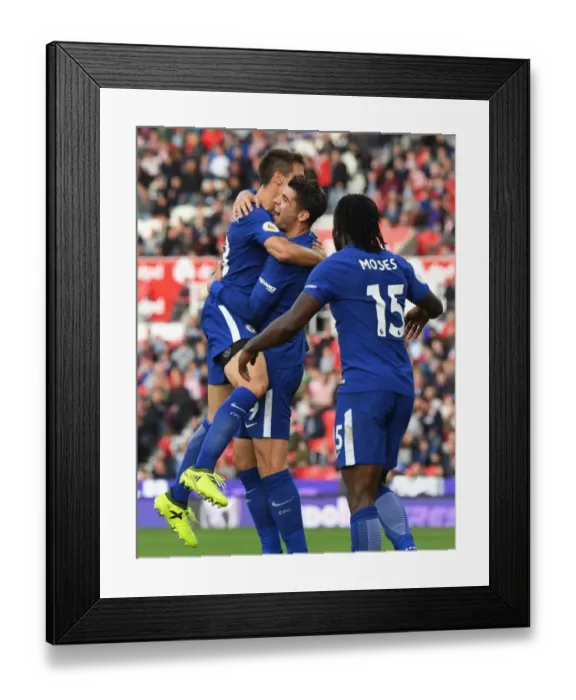 Framed Print : Morata Scores Chelsea's Fourth Goal in Thrilling Win Against Stoke City Framed Print : Morata Scores Chelsea's Fourth Goal in Thrilling Win Against Stoke City