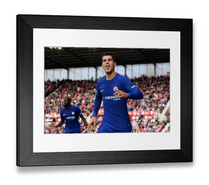 Framed Print : Morata's Hat-Trick: Chelsea Cruises Past Stoke City in Premier League Framed Print : Morata's Hat-Trick: Chelsea Cruises Past Stoke City in Premier League