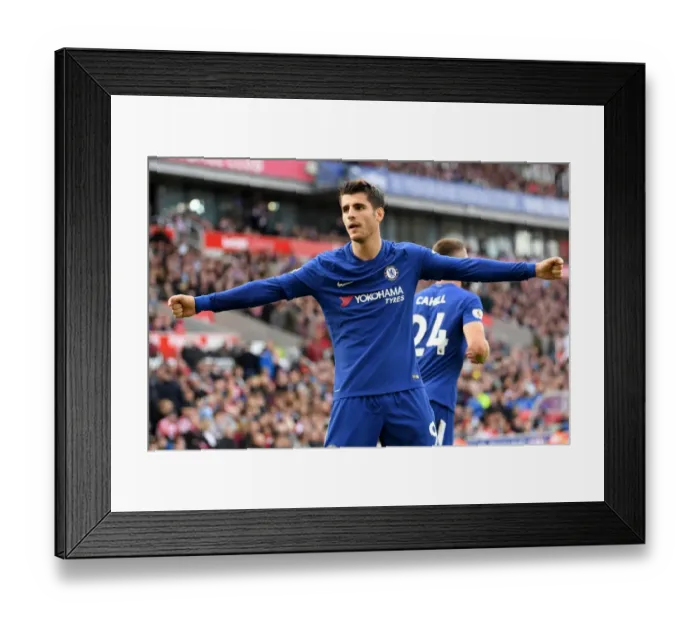 Framed Print : Alvaro Morata's Hat-Trick: Chelsea's Triumph Over Stoke City in the Premier League Framed Print : Alvaro Morata's Hat-Trick: Chelsea's Triumph Over Stoke City in the Premier League