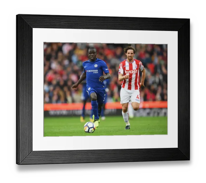Framed Print : N'Golo Kante vs Joe Allen: Intense Midfield Battle at Stoke City vs Chelsea, Premier League