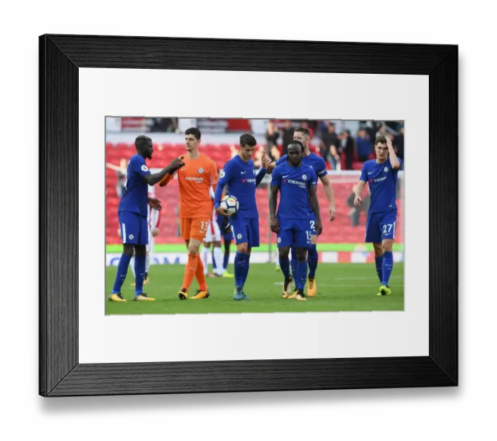 Framed Print : Chelsea's 4-0 Triumph: Morata and Team Rejoice on the Pitch
