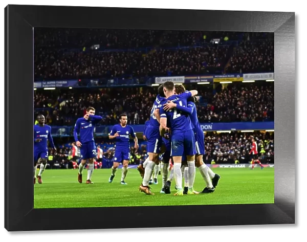 Chelsea Celebrate: Marcos Alonso Scores First Goal Against Southampton (Premier League, Stamford Bridge, London, 2017)
