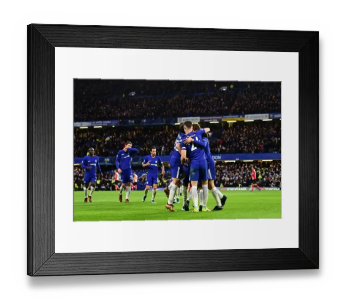 Framed Print : Chelsea Celebrate: Marcos Alonso Scores First Goal Against Southampton (Premier League, Stamford Bridge, London, 2017)