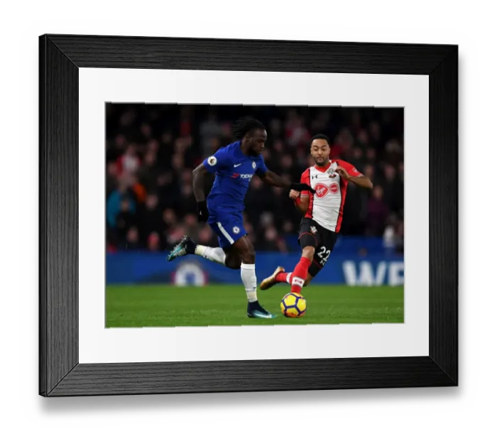 Framed Print : Battle for Possession: Moses vs. Redmond at Stamford Bridge - Chelsea vs. Southampton, Premier League Framed Print : Battle for Possession: Moses vs. Redmond at Stamford Bridge - Chelsea vs. Southampton, Premier League