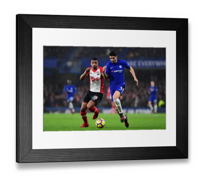 Framed Print : Morata vs. Lemina: A Battle for Possession in Chelsea vs. Southampton Premier League Clash Framed Print : Morata vs. Lemina: A Battle for Possession in Chelsea vs. Southampton Premier League Clash