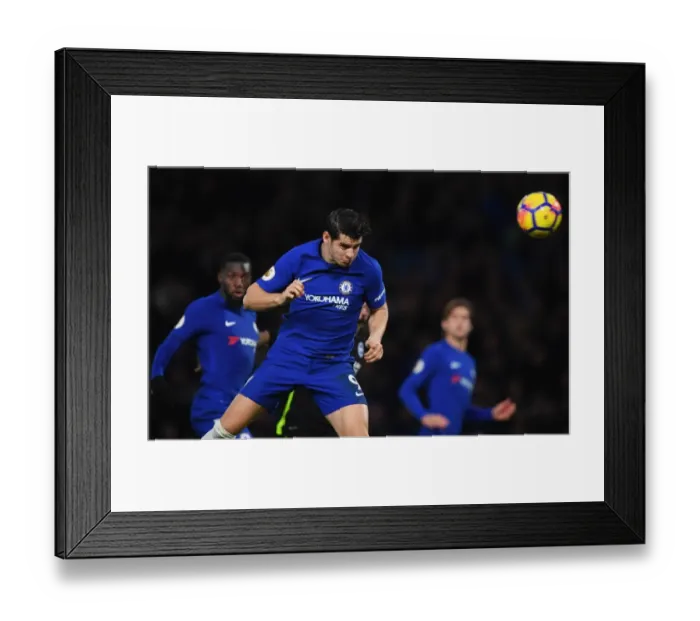 Framed Print : Alvaro Morata Scores First Goal for Chelsea: Premier League Victory vs. Brighton at Stamford Bridge