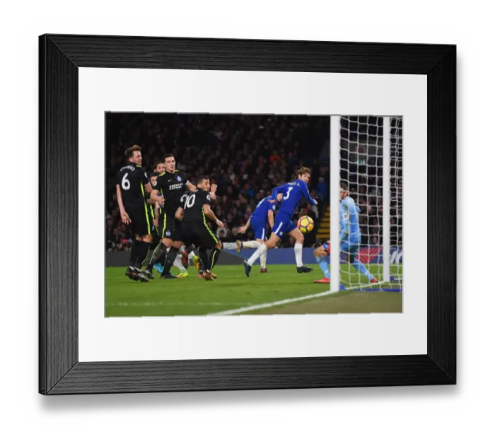 Framed Print : Marcos Alonso Scores Chelsea's Second Goal Against Brighton in Premier League Clash at Stamford Bridge Framed Print : Marcos Alonso Scores Chelsea's Second Goal Against Brighton in Premier League Clash at Stamford Bridge