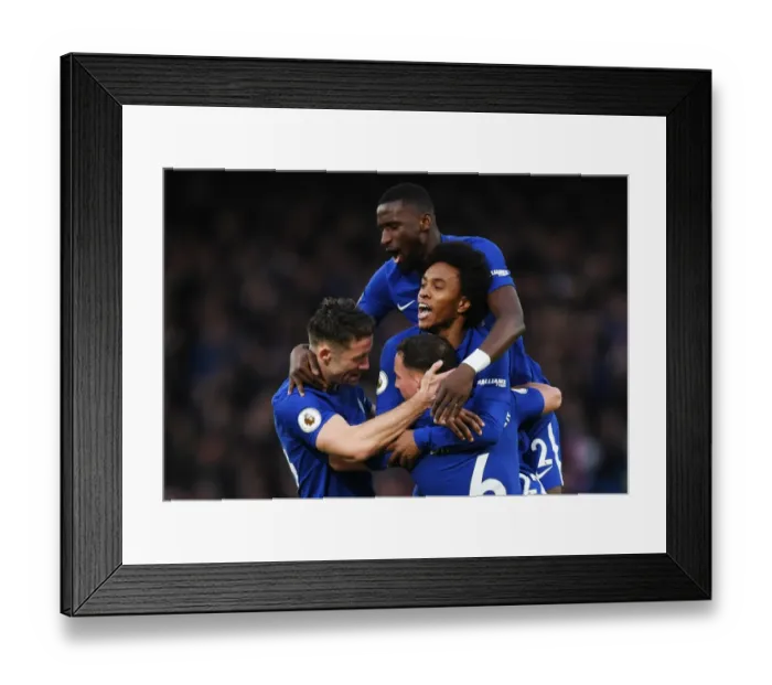 Framed Print : Chelsea Celebrate: Drinkwater Scores Second Goal vs Stoke City