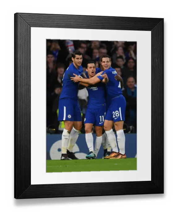 Framed Print : Chelsea's Pedro Scores Third Goal vs Stoke City, Premier League Framed Print : Chelsea's Pedro Scores Third Goal vs Stoke City, Premier League