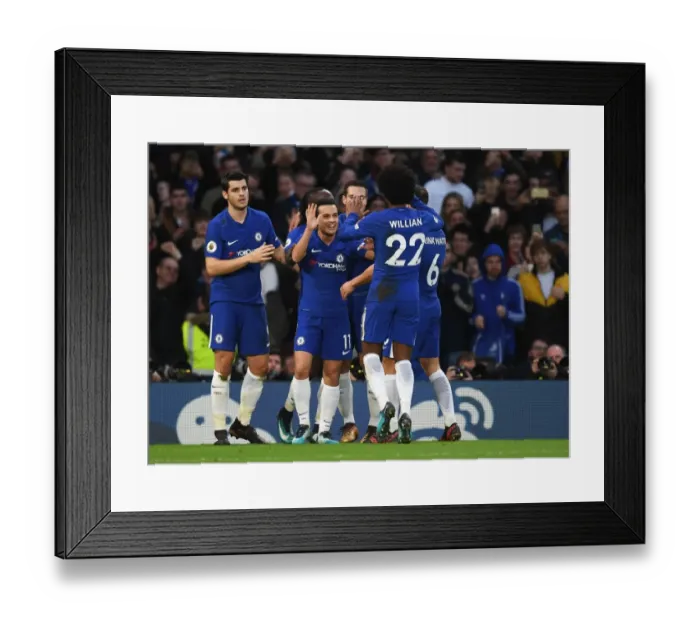 Framed Print : Chelsea's Pedro Scores Third Goal vs Stoke City in Premier League Framed Print : Chelsea's Pedro Scores Third Goal vs Stoke City in Premier League
