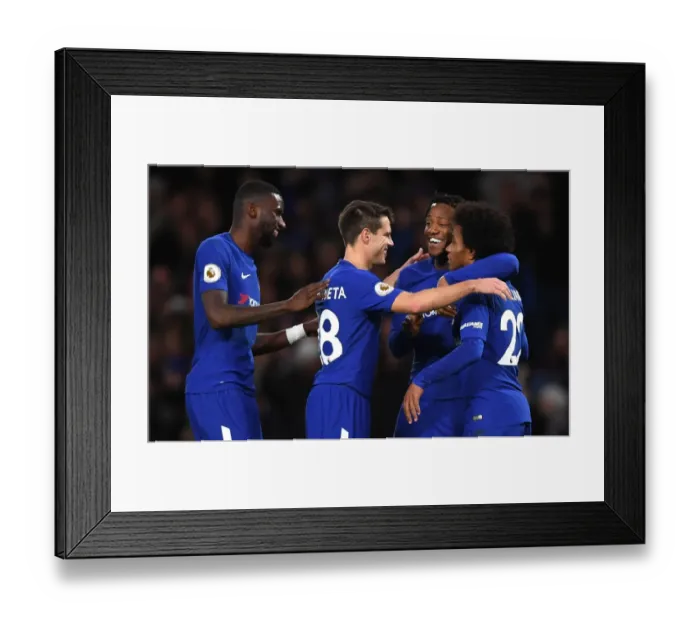 Framed Print : Willian Scores Penalty: Chelsea Crush Stoke City 4-2 in Premier League