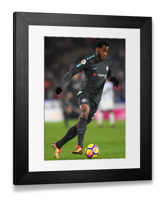 Framed Print : HUDDERSFIELD, ENGLAND - DECEMBER 12: Michy Batshuayi of Chelsea in action during the Premier League match between