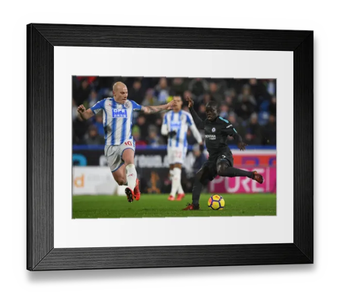 Framed Print : N'Golo Kante Fends Off Aaron Mooy Pressure: Huddersfield Town vs Chelsea, Premier League
