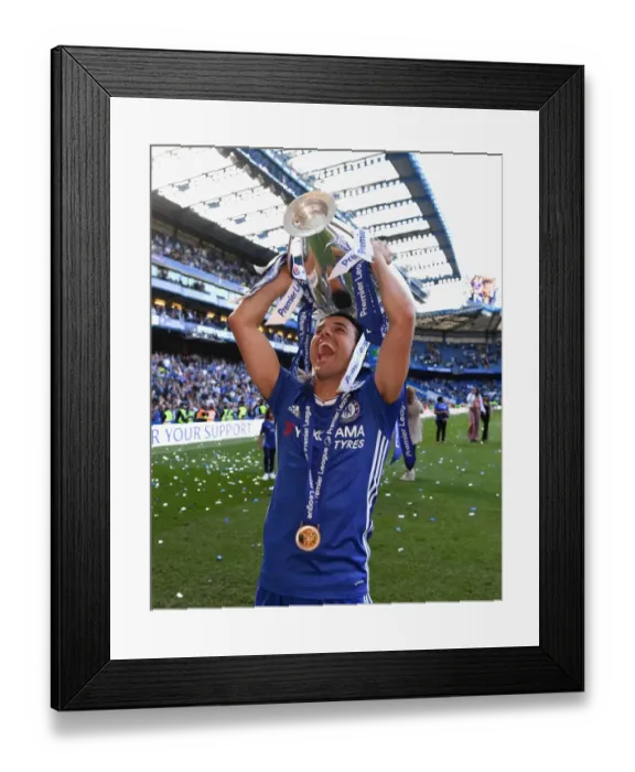 Framed Print : Chelsea Clinch Premier League Title: Pedro's Celebration at Stamford Bridge