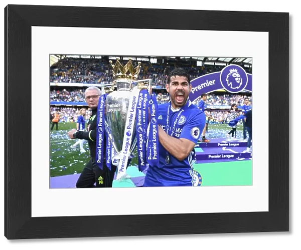 Diego Costa Celebrates Premier League Victory with Chelsea after Chelsea v Sunderland Match