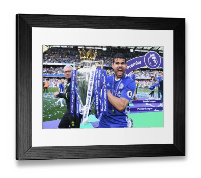Framed Print : Diego Costa Celebrates Premier League Victory with Chelsea after Chelsea v Sunderland Match