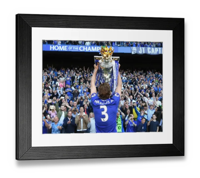 Framed Print : Chelsea's Marcos Alonso Celebrates Premier League Title Win at Stamford Bridge