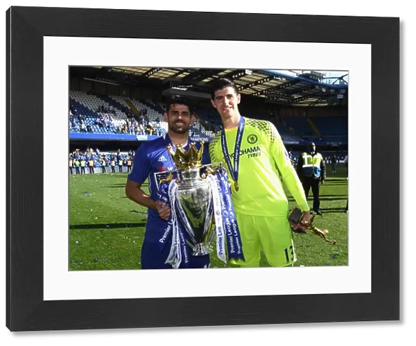 Diego Costa and Thibaut Courtois: Celebrating Premier League Victory with Chelsea against Sunderland