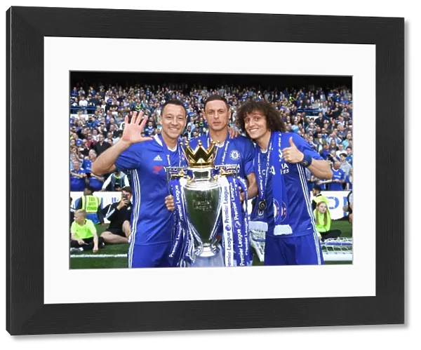 Chelsea Celebrates Premier League Victory: Terry, Matic, and Luiz Rejoice after Chelsea v Sunderland