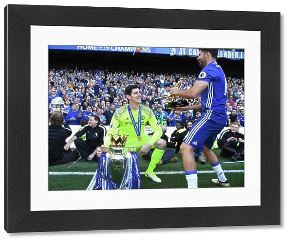 Chelsea Champions: Thibaut Courtois and Diego Costa Lift the Premier League Trophy