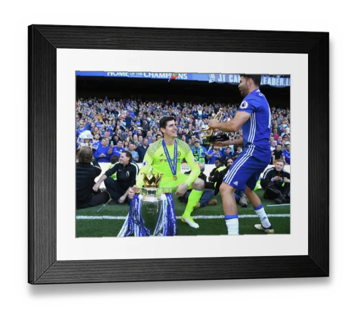 Framed Print : Chelsea Champions: Thibaut Courtois and Diego Costa Lift the Premier League Trophy Framed Print : Chelsea Champions: Thibaut Courtois and Diego Costa Lift the Premier League Trophy