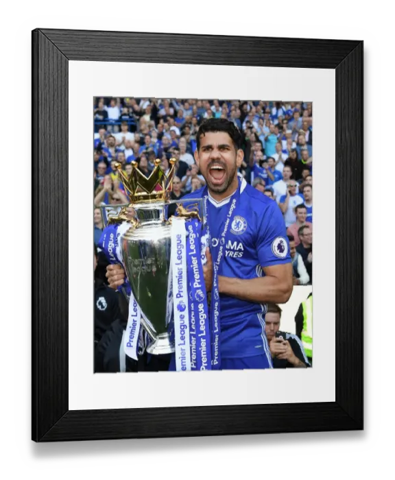 Framed Print : Diego Costa's Triumphant Premier League Celebration with Chelsea (2017)