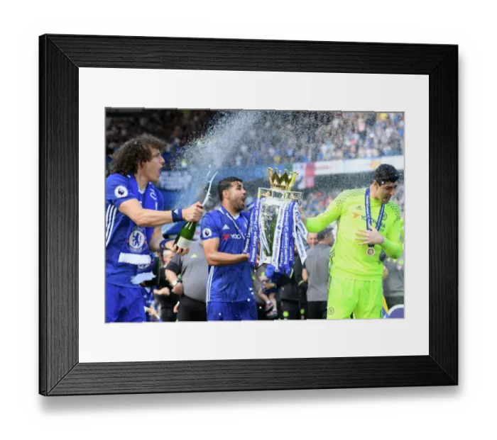 Framed Print : Chelsea Celebrates Premier League Title with David Luiz, Diego Costa, and Thibaut Courtois Framed Print : Chelsea Celebrates Premier League Title with David Luiz, Diego Costa, and Thibaut Courtois