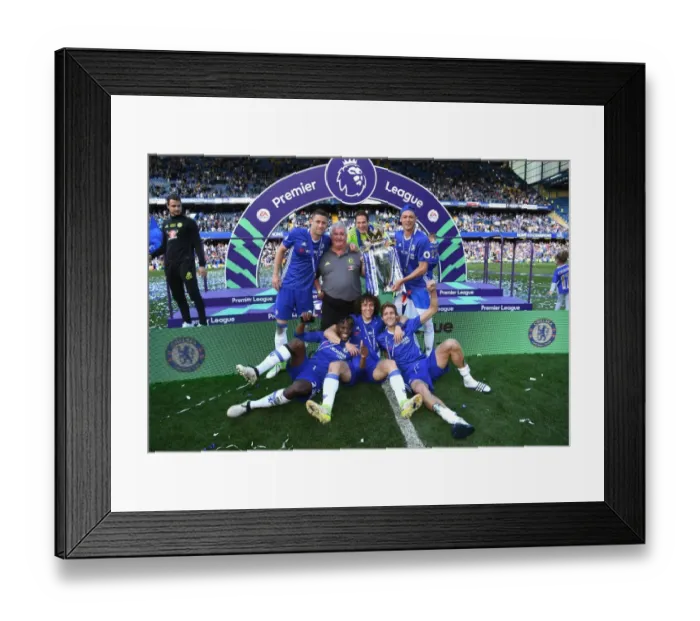 Framed Print : Chelsea FC: Premier League Champions 2017 - Triumphant Celebration After Winning Against Sunderland Framed Print : Chelsea FC: Premier League Champions 2017 - Triumphant Celebration After Winning Against Sunderland
