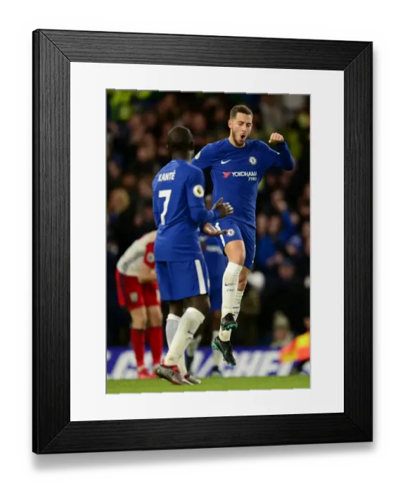 Framed Print : Chelsea's Eden Hazard and N'Golo Kante Celebrate Goal Against West Bromwich Albion Framed Print : Chelsea's Eden Hazard and N'Golo Kante Celebrate Goal Against West Bromwich Albion