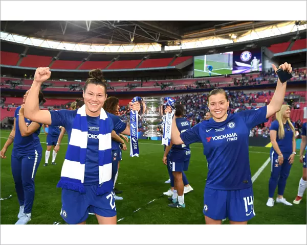 Chelsea Women's FA Cup Victory: Fran Kirby and Ramona Backmann Celebrate with the Trophy