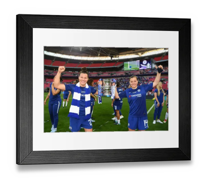 Framed Print : Chelsea Women's FA Cup Victory: Fran Kirby and Ramona Backmann Celebrate with the Trophy Framed Print : Chelsea Women's FA Cup Victory: Fran Kirby and Ramona Backmann Celebrate with the Trophy