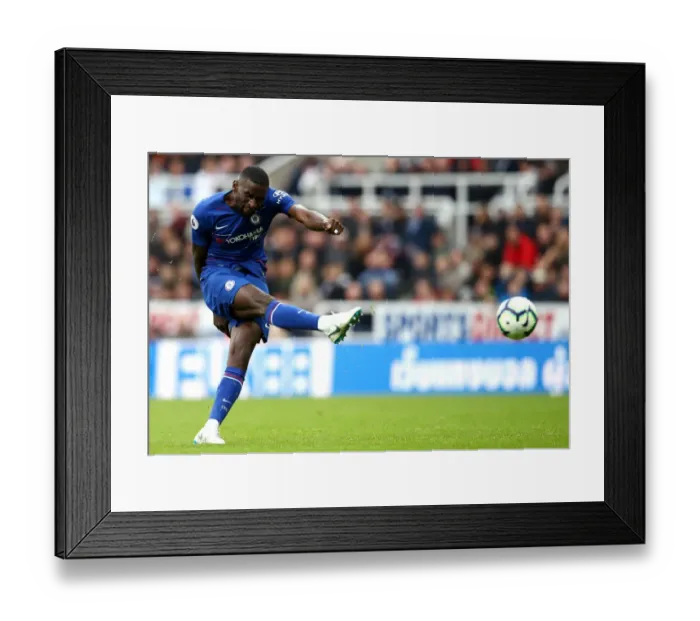 Framed Print : Antonio Ruediger Shoots for Chelsea Against Newcastle United in Premier League