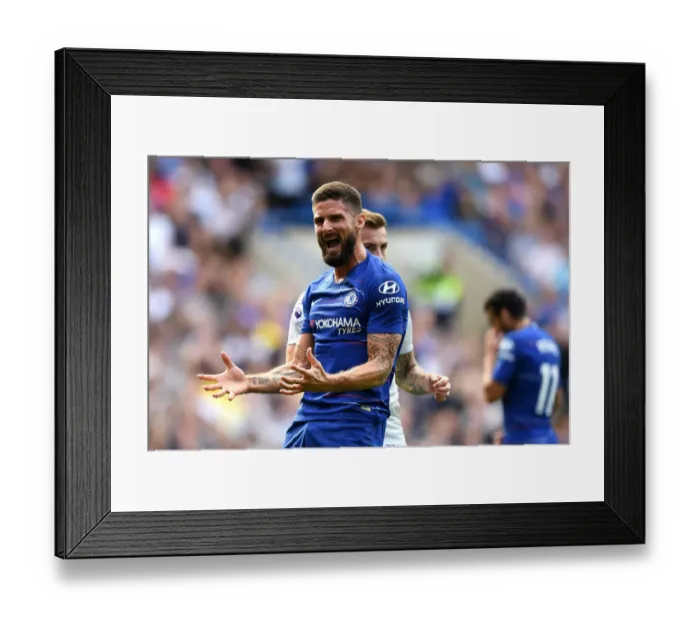 Framed Print : Chelsea's Olivier Giroud Reacts During Chelsea FC vs Cardiff City, Premier League