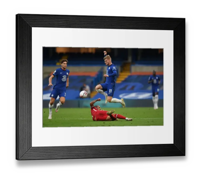 Framed Print : Clash at Stamford Bridge: Werner vs. Thiago Alcantara - Premier League Showdown Framed Print : Clash at Stamford Bridge: Werner vs. Thiago Alcantara - Premier League Showdown