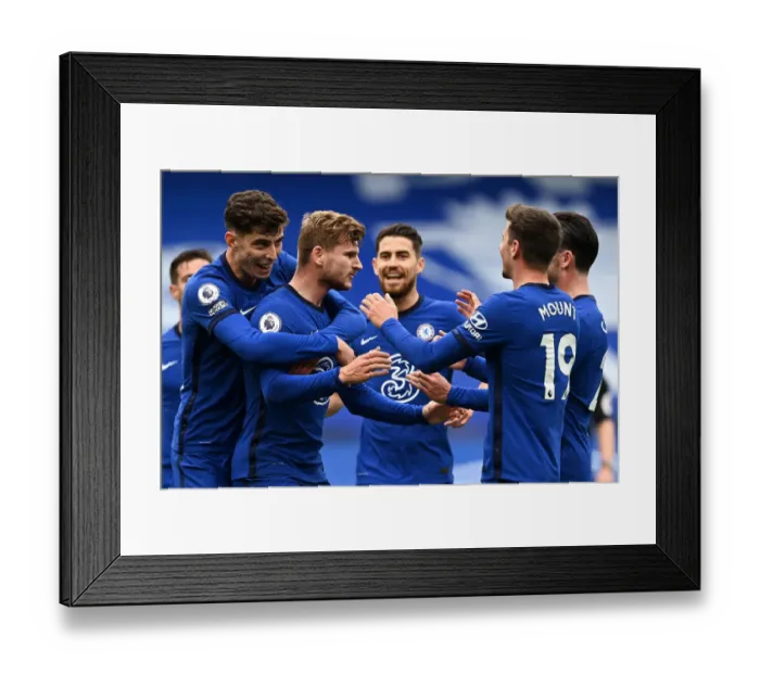 Framed Print : Chelsea's Timo Werner Scores First Goal vs Southampton in Empty Stamford Bridge Framed Print : Chelsea's Timo Werner Scores First Goal vs Southampton in Empty Stamford Bridge
